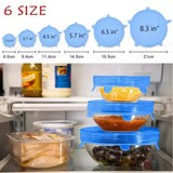 6Pcs Kitchen Reusable Silicone Seal Lid, Universal Silicone Stretch Lids for Food Preservation, Vacuum Food Storage, Bowl Cover and Cookware Cover for Kitchen and Home